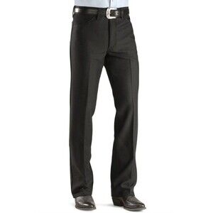 Wrancher Dress Jeans 82BK Black Polyester Flare Slim Fit Mens Sz 38x32 Wrancher